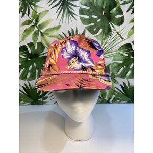 Vintage Trucker Hat Flowers Floral Pink Rave Rare Adjustable
